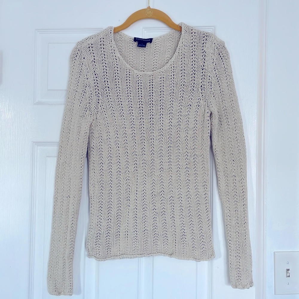 Ann Taylor Cream Silk Knit Sweater size small